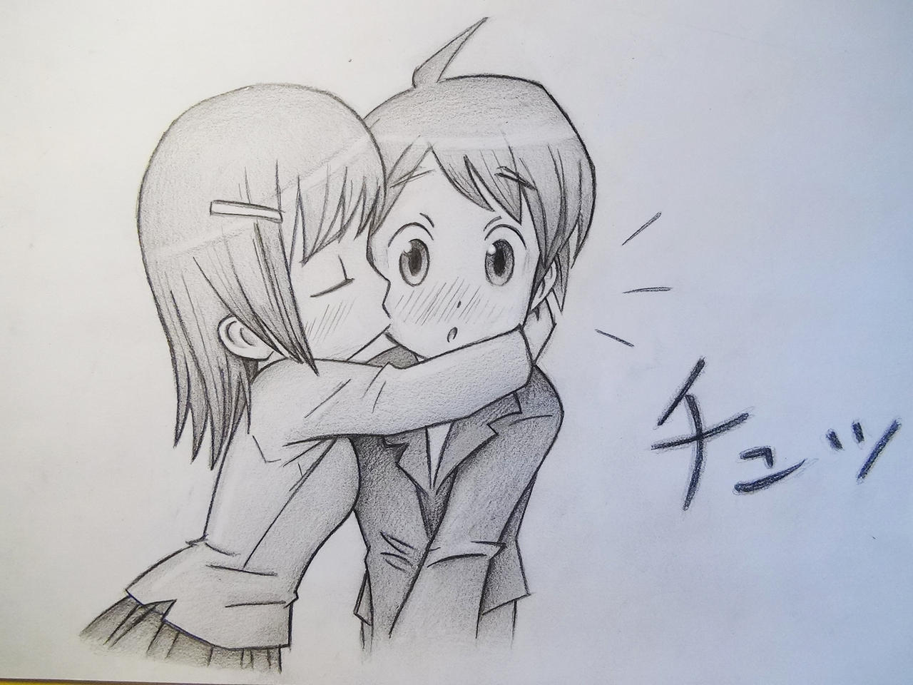 Chibi Kiss on the Cheek: Full View! by MCorderroure on ...
 Kiss Drawing Simple